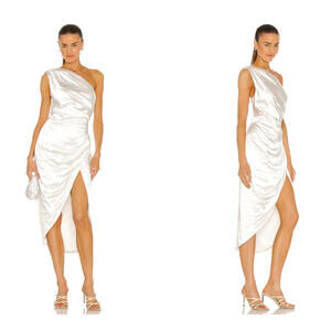 Elliatt Cassini Dress One Shoulder Satin Midi ivory Size S  $189msrp